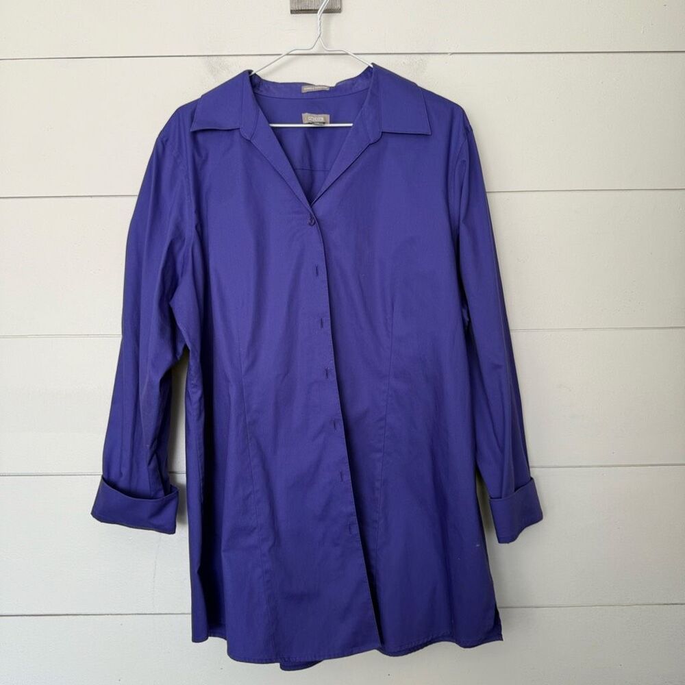 Chico’s Women’s 3 Purple Wrinkle Resistant Purple Dress Button Down Top Office